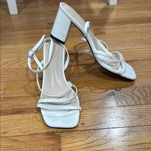 Elegant White Strappy Women's Heels
